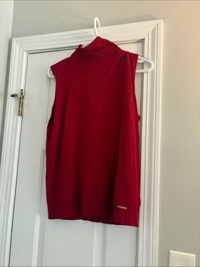 Anne Klein Red Sleeveless Mock Neck Tank